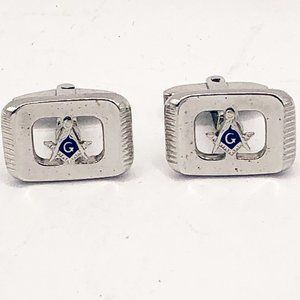Vintage Foster Masonic Cuff Links | Silver-Tone Freemason Square & Compasses